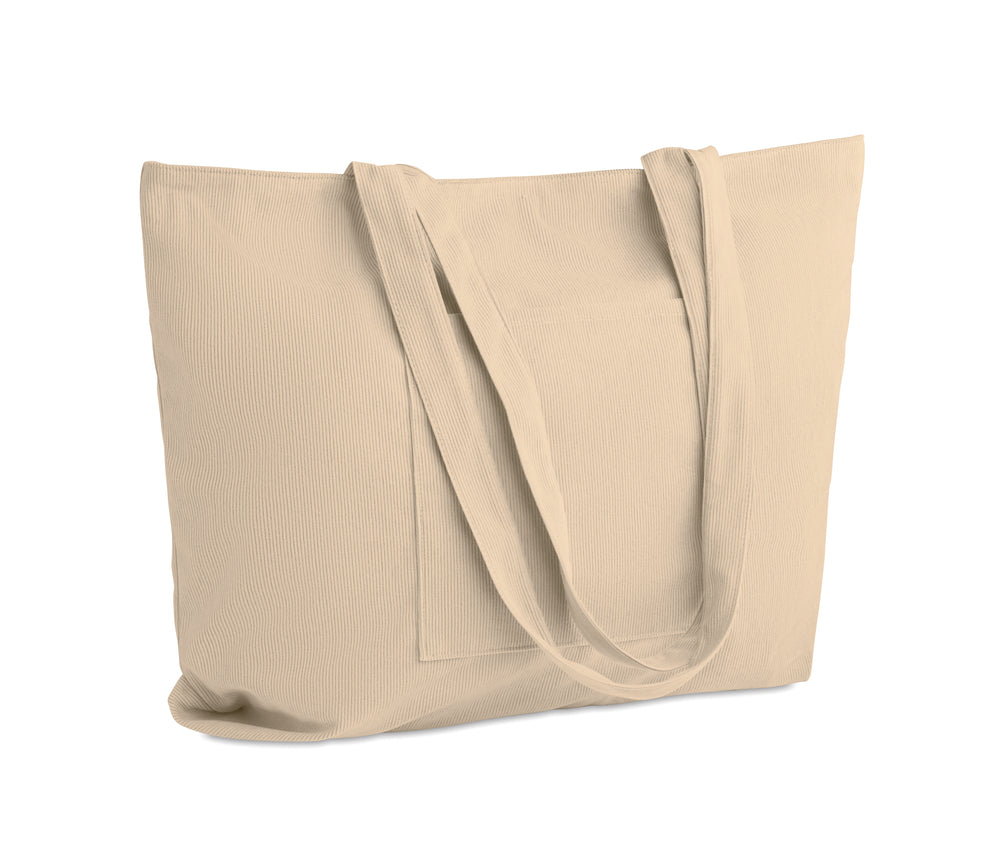 Grote corduroy boodschappentas Cordy G in beige