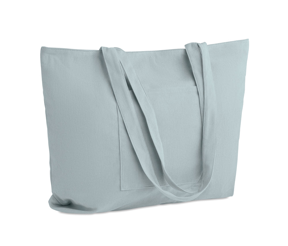 Grote corduroy boodschappentas Cordy G in babyblauw