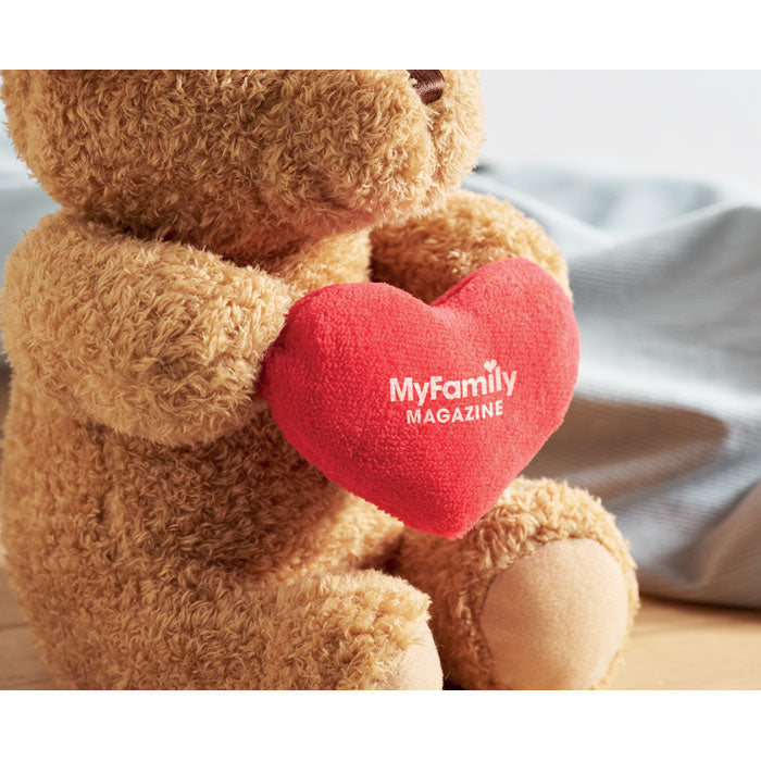 Pluche teddybeer met hart 23 cm Snuggle met een bedrukking als voorbeeld