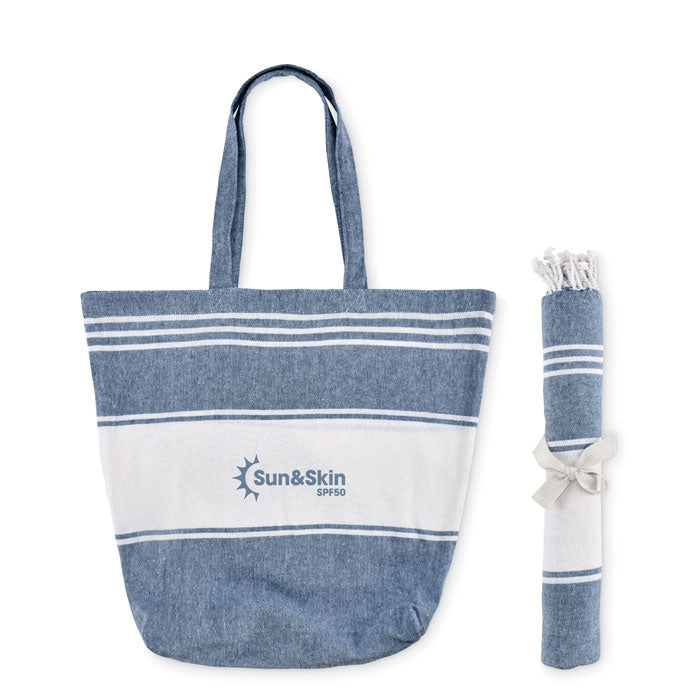 Strandtas hamamdoek 50X14X38 cm Hummum met een bedrukking als voorbeeld