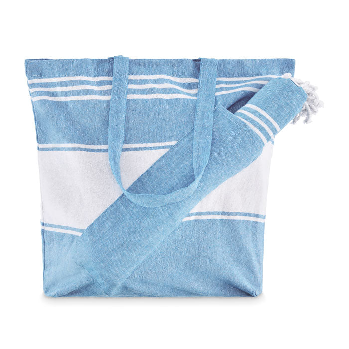 Strandtas hamamdoek 50X14X38 cm Hummum in turquoise