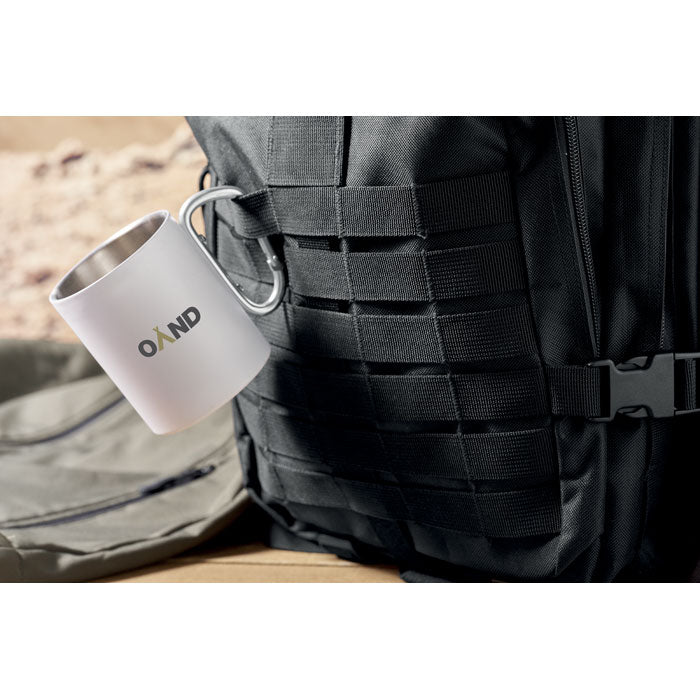 600D RPET outdoor rugzak Carryconfi met een bedrukking als voorbeeld