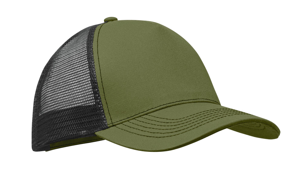 5 panelen trucker cap Blist in legergroen