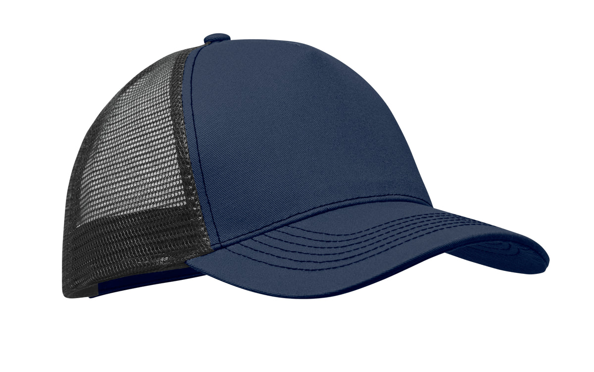5 panelen trucker cap Blist in marineblauw