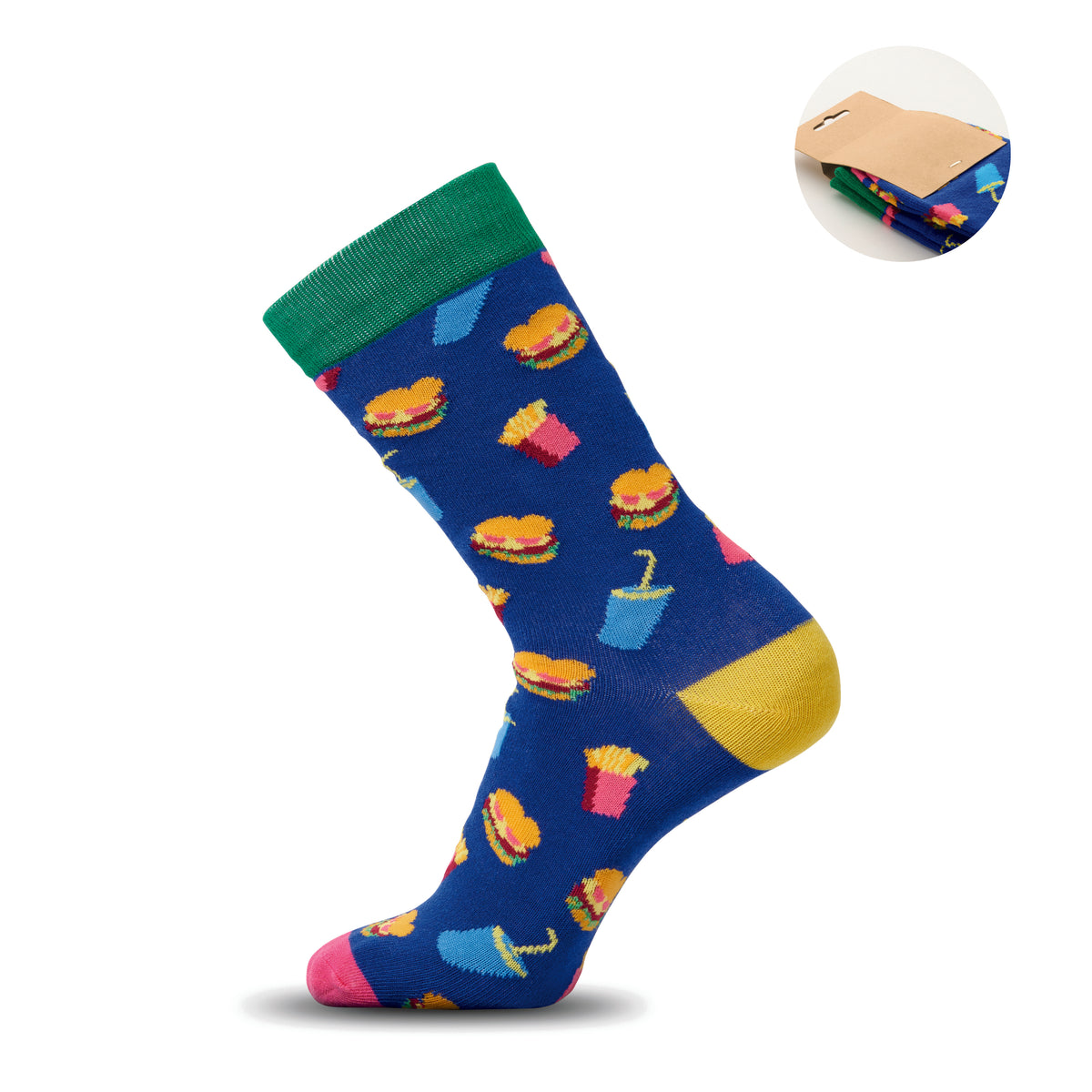 Sokken met een grappig patroon Funny M in royal blauw