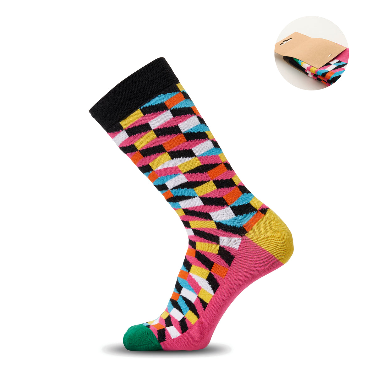 Sokken met een grappig patroon Funny M in fuchsia
