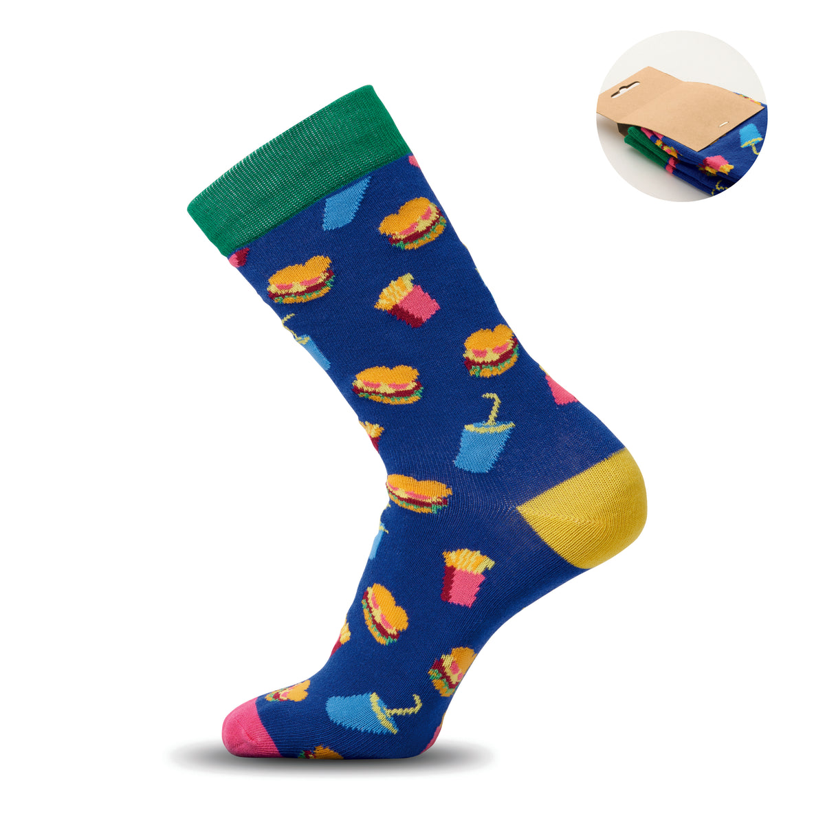 Sokken met een grappig patroon Funny L in royal blauw