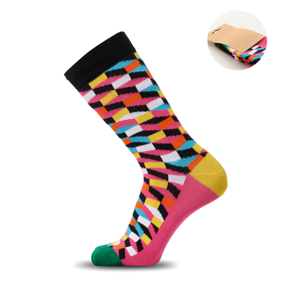 Sokken met een grappig patroon Funny L in fuchsia