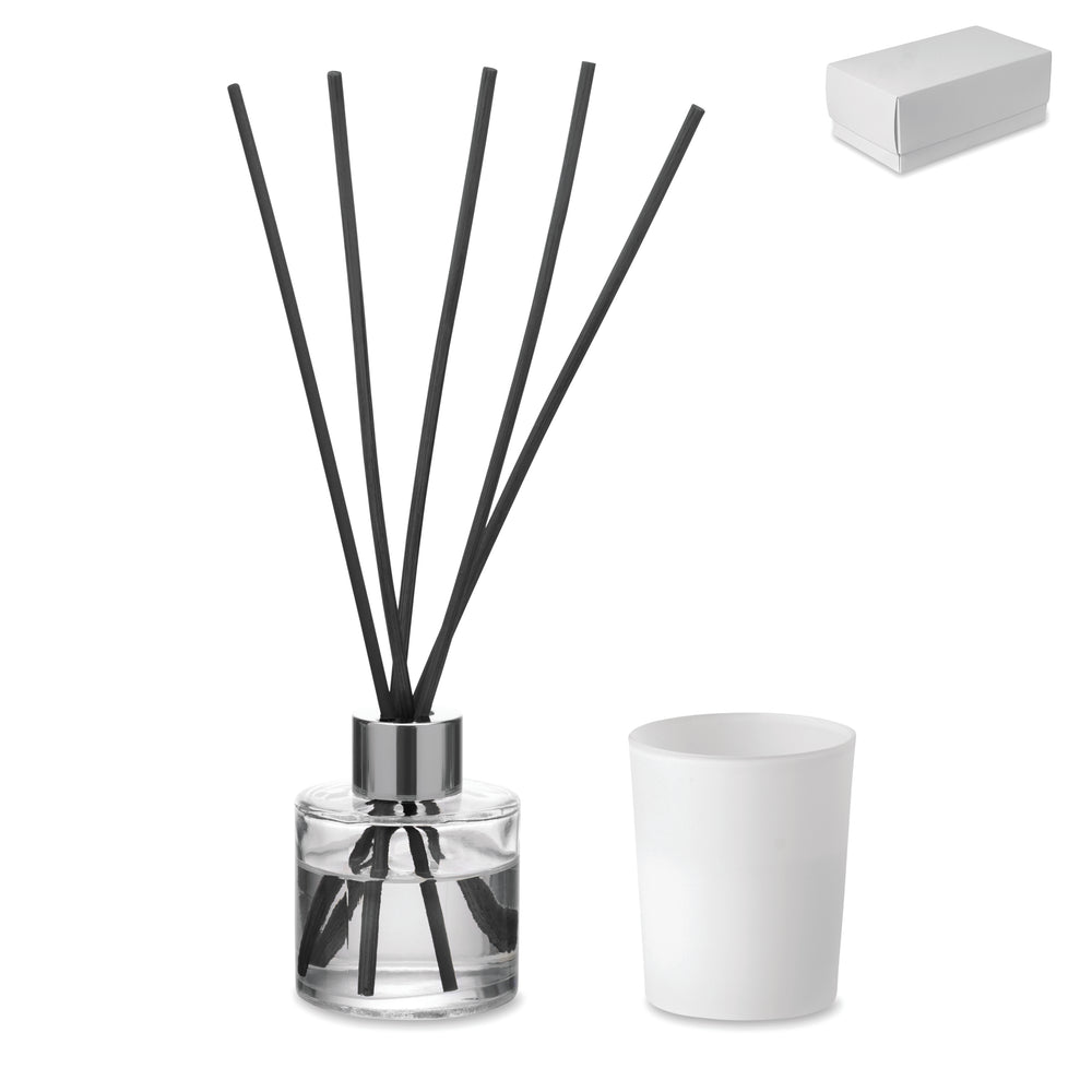 Vanille diffuser & kaarsenset Kaloma Set in wit