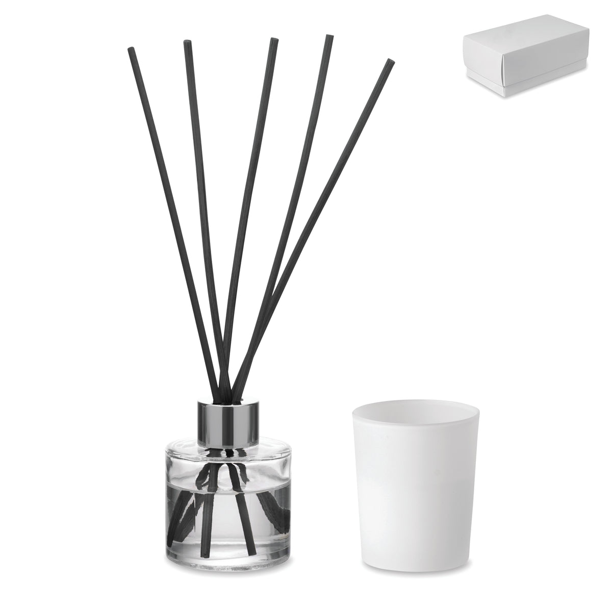 Vanille diffuser & kaarsenset Kaloma Set in wit