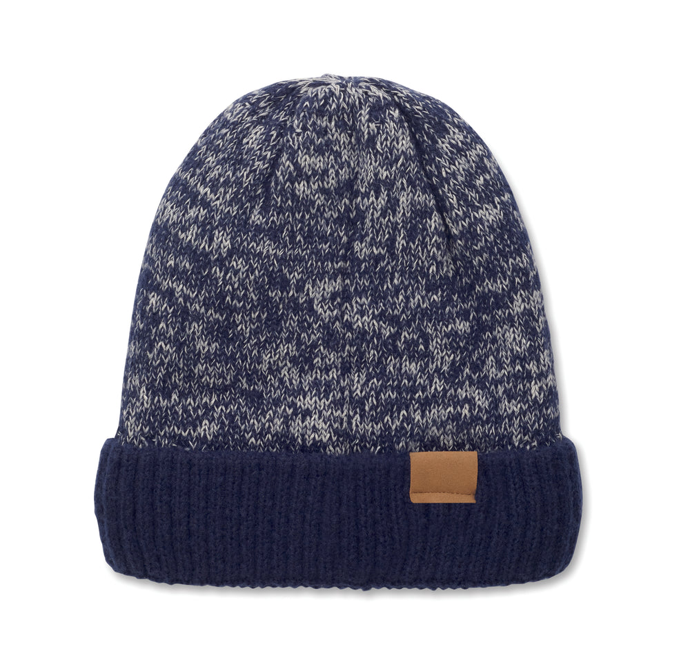 Gebreide muts met boord Puntos in blauw