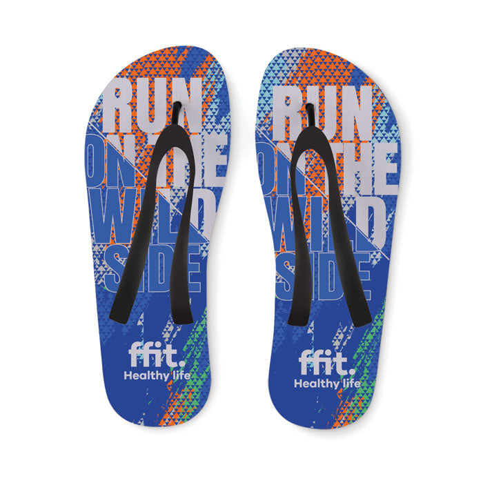 Sublimatie slippers 42-44 Do Mel met een bedrukking als voorbeeld