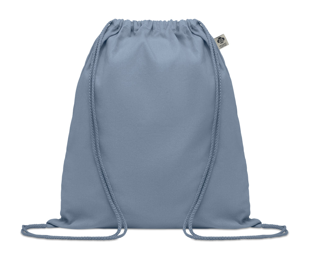 Trekkoord rugzak van organisch kat Yuki Colour in babyblauw