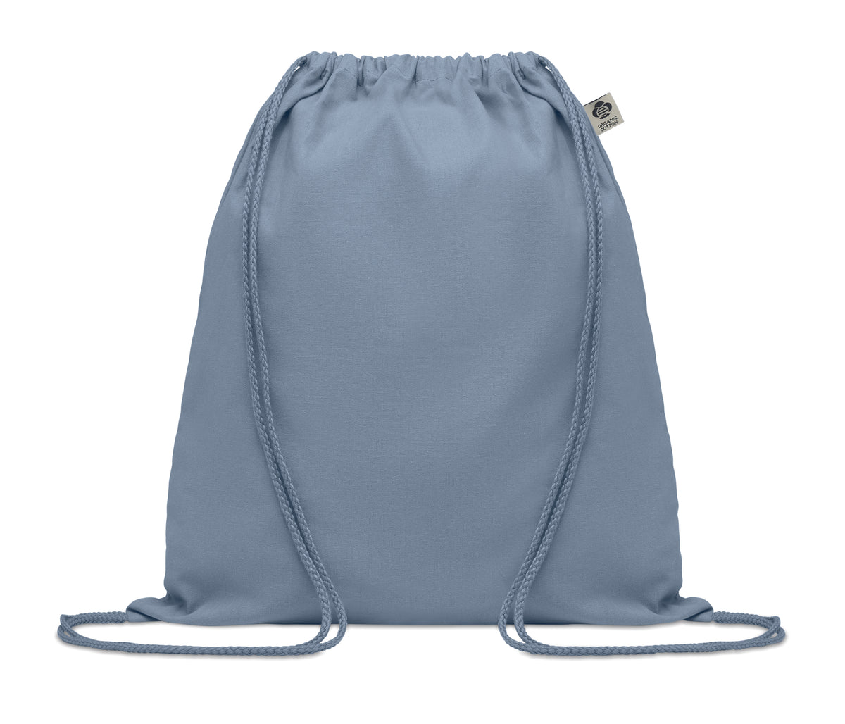 Trekkoord rugzak van organisch kat Yuki Colour in babyblauw