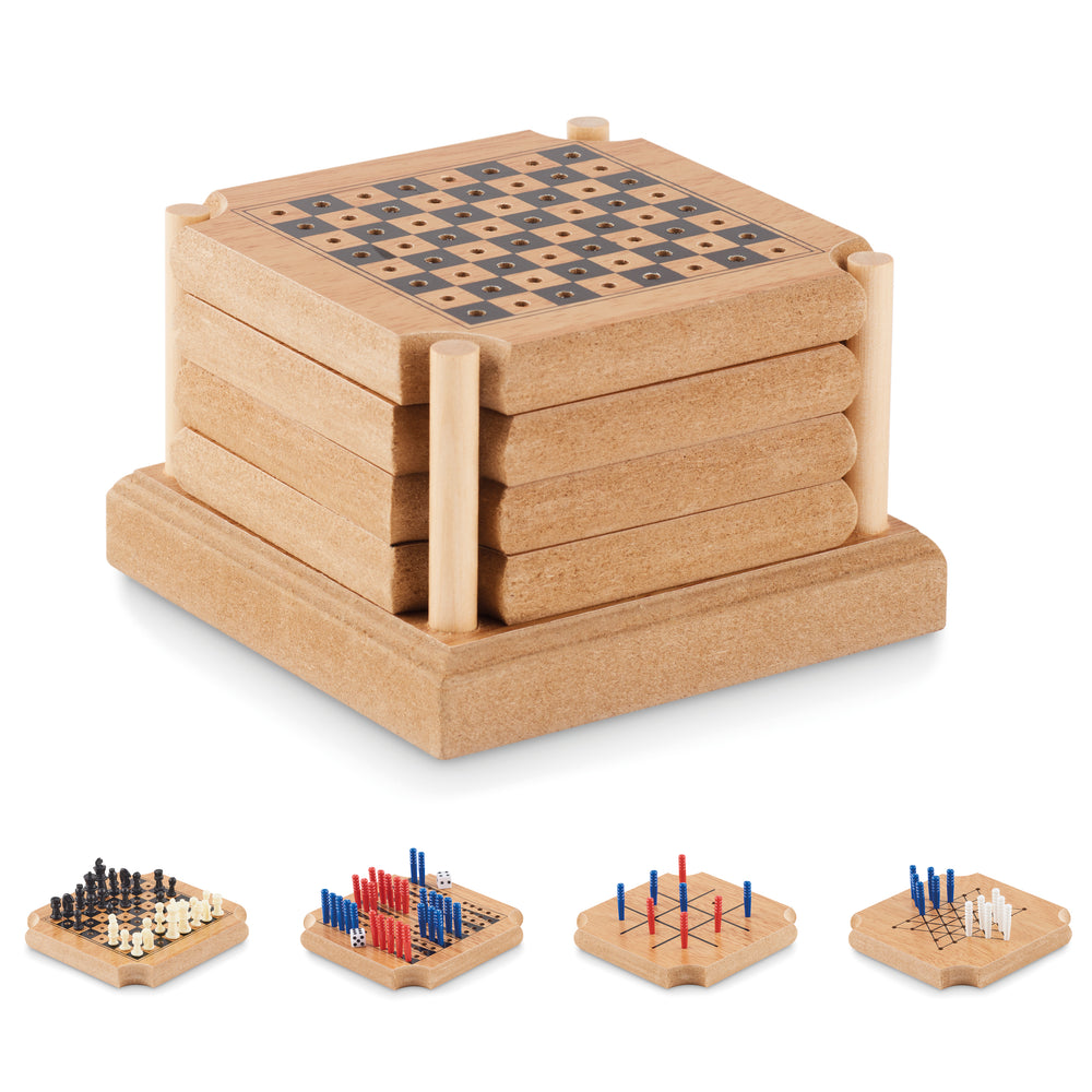 4-delig set onderzetters spel Coastgame in hout