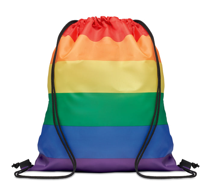 Regenboog RPET trekkoordrugzak bedrukken – Bow