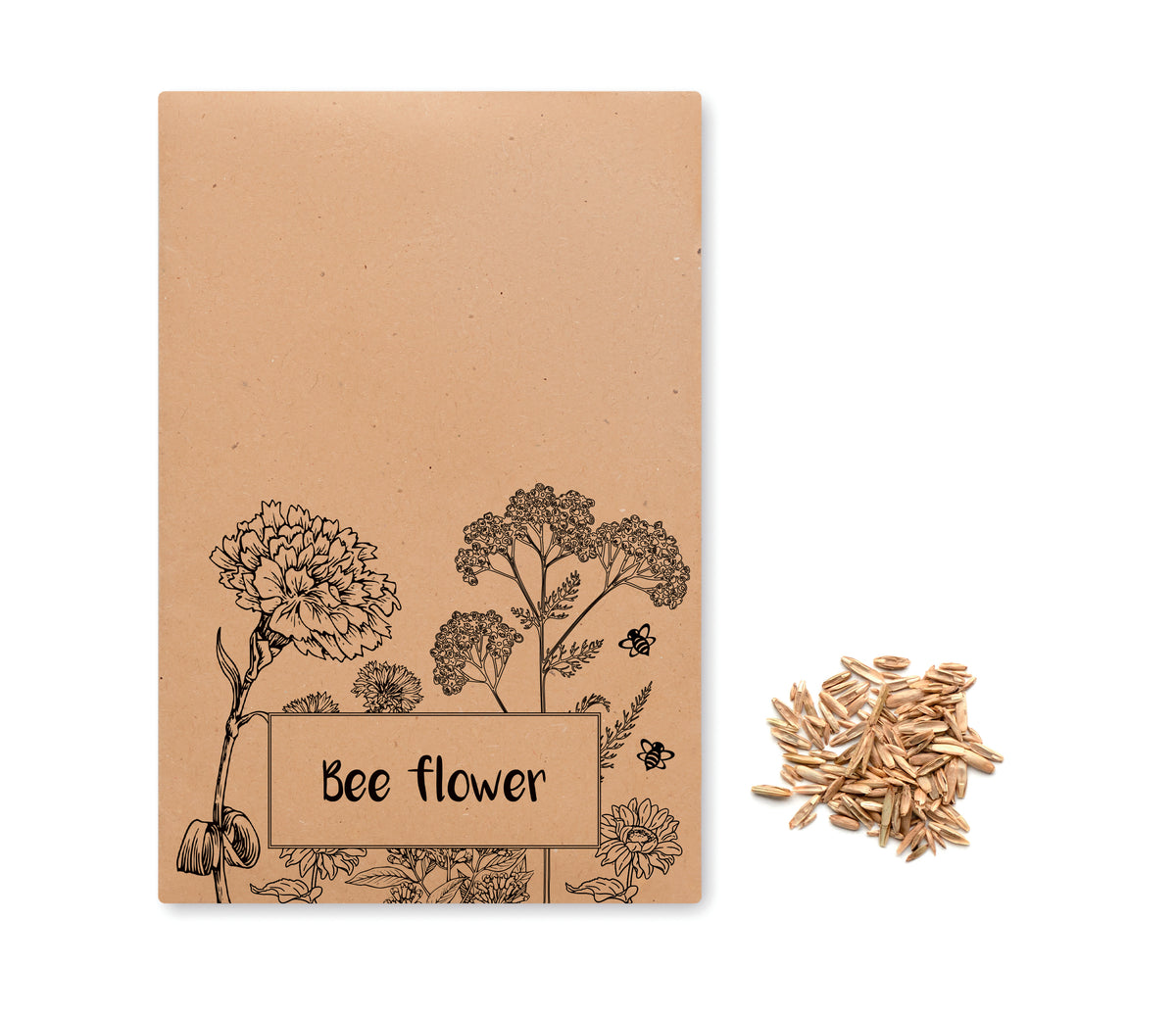 Bloemenzaadjes in envelop Seedlopebee in beige