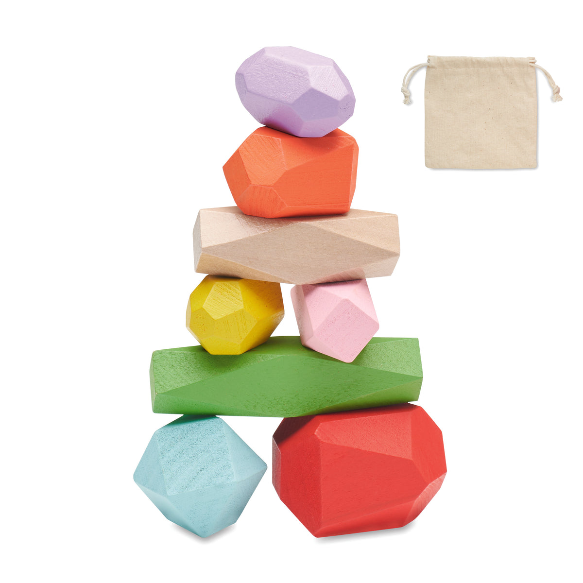 8 stapelbare houten stenen Dolmen in beige