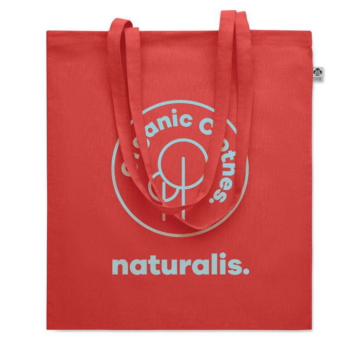 Tas organisch katoen 180 g/m² Onel met een bedrukking als voorbeeld