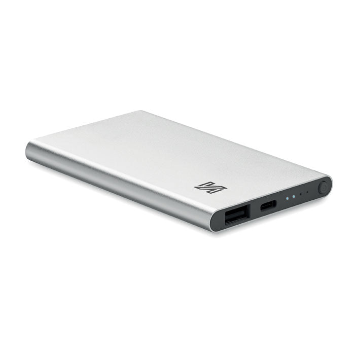 4000 mAh Power Bank Type C Powerflat C met een bedrukking als voorbeeld
