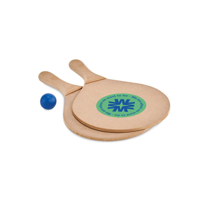 Strand tennisset Raquet met een bedrukking als voorbeeld