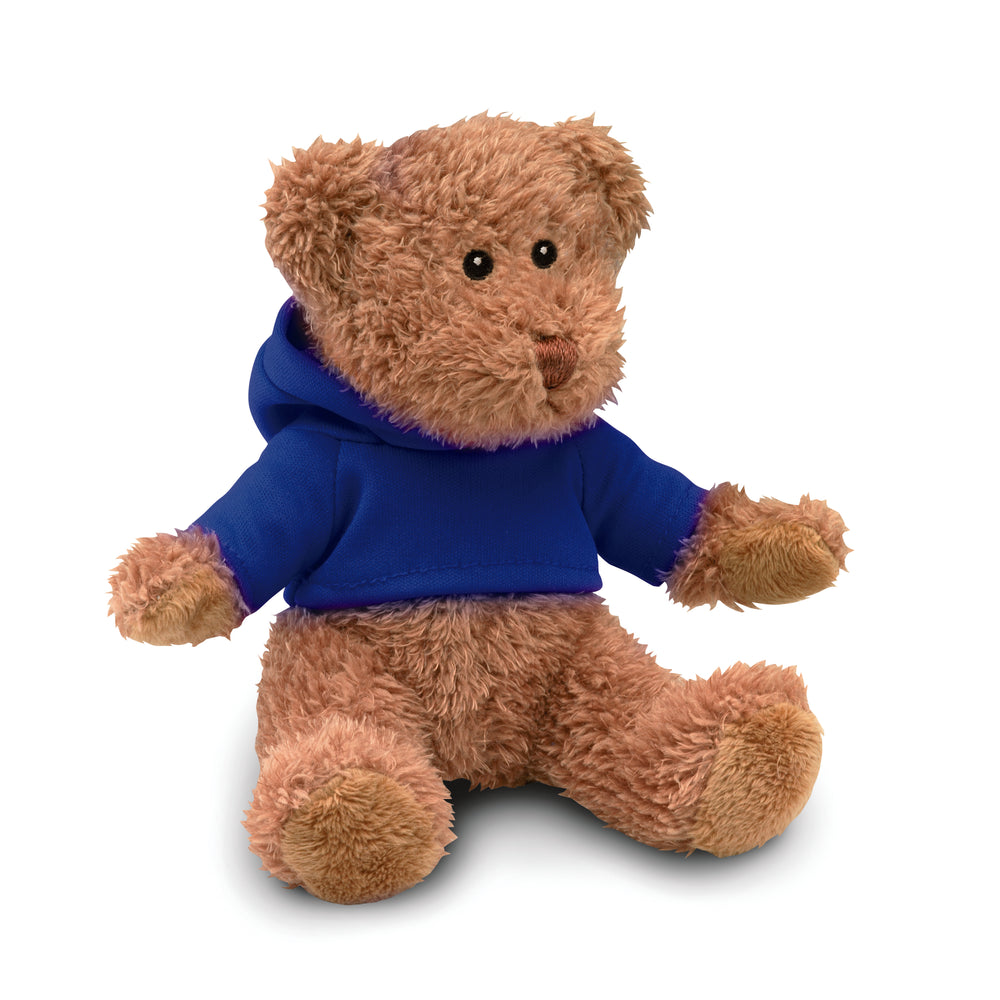 Teddybeer met sweatshirt Johnny in blauw