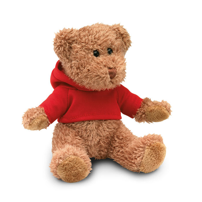 Teddybeer met sweatshirt Johnny in rood