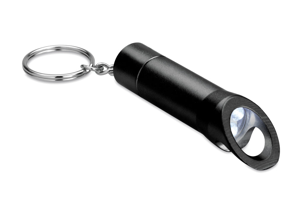 Metalen sleutelhanger met LED Litop in zwart