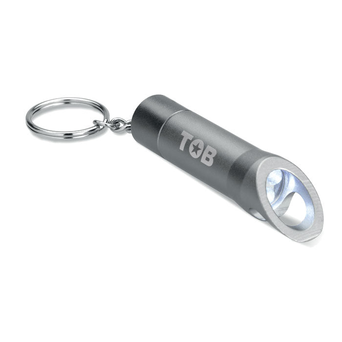 Metalen sleutelhanger met LED Litop met een bedrukking als voorbeeld
