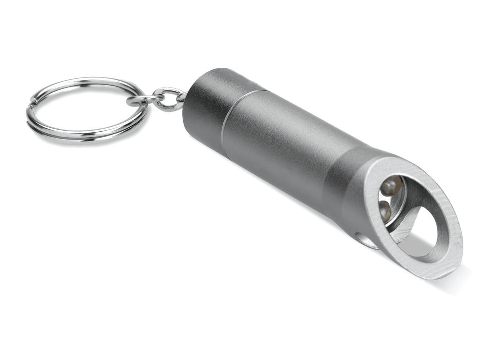 Metalen sleutelhanger met LED Litop in steengrijs
