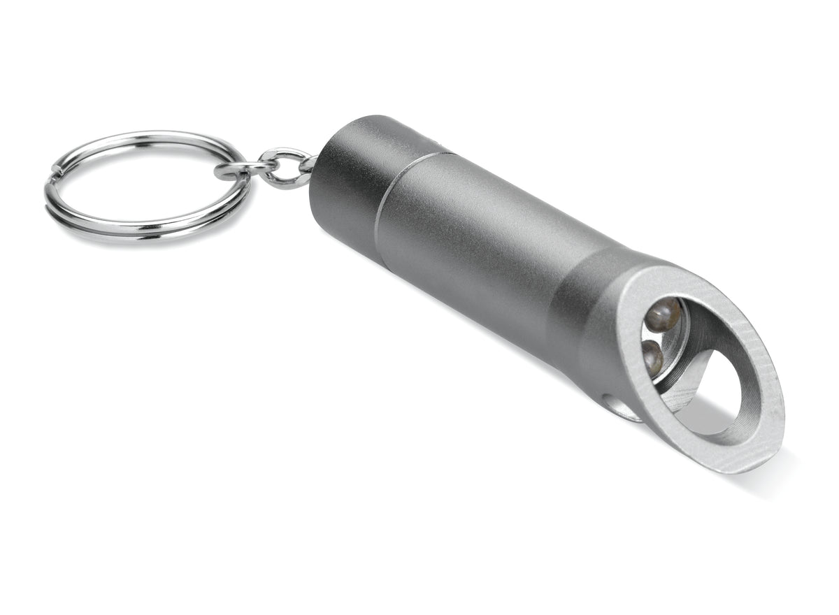 Metalen sleutelhanger met LED Litop in steengrijs