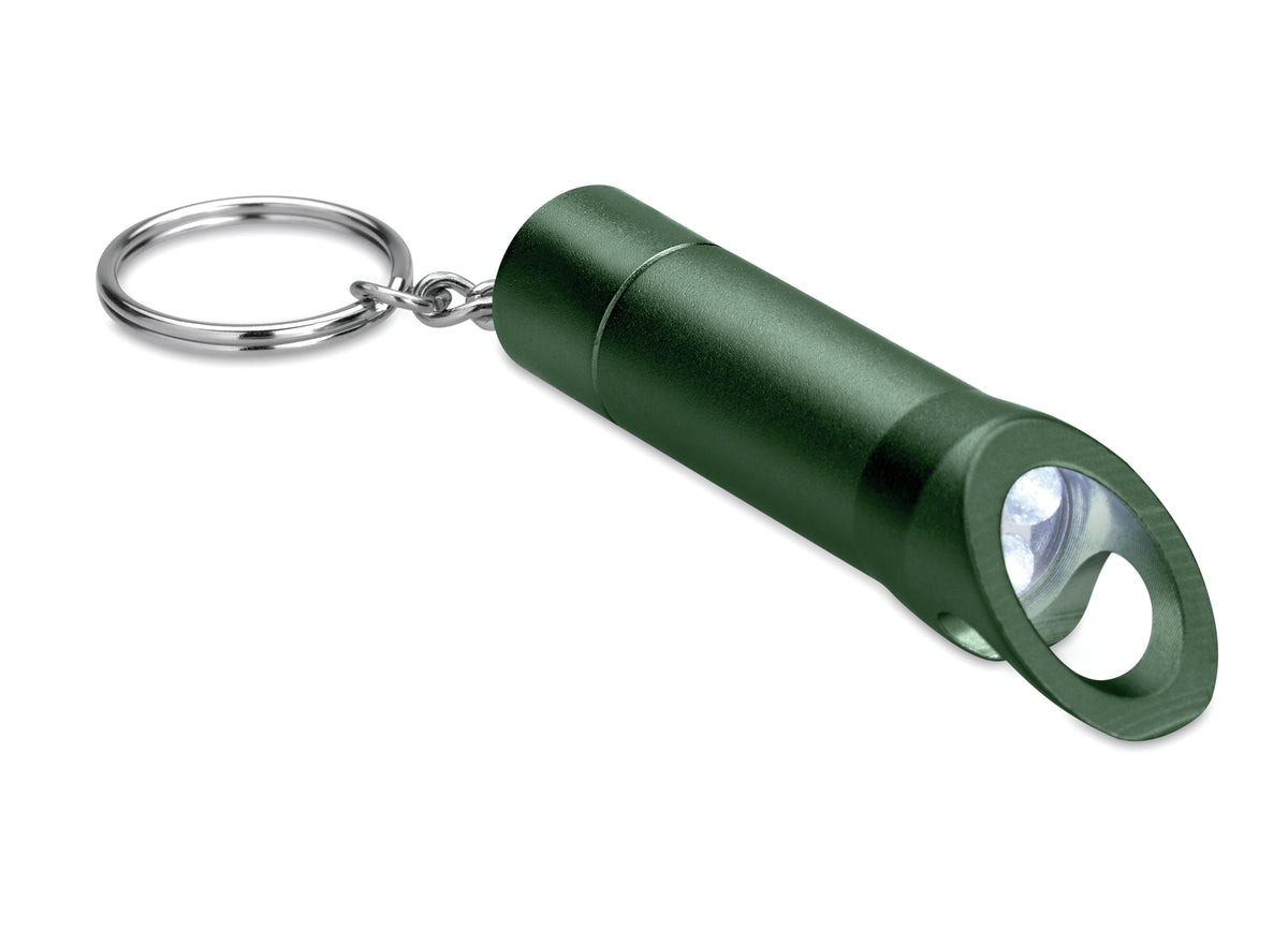 Metalen sleutelhanger met LED Litop in donker marinegroen