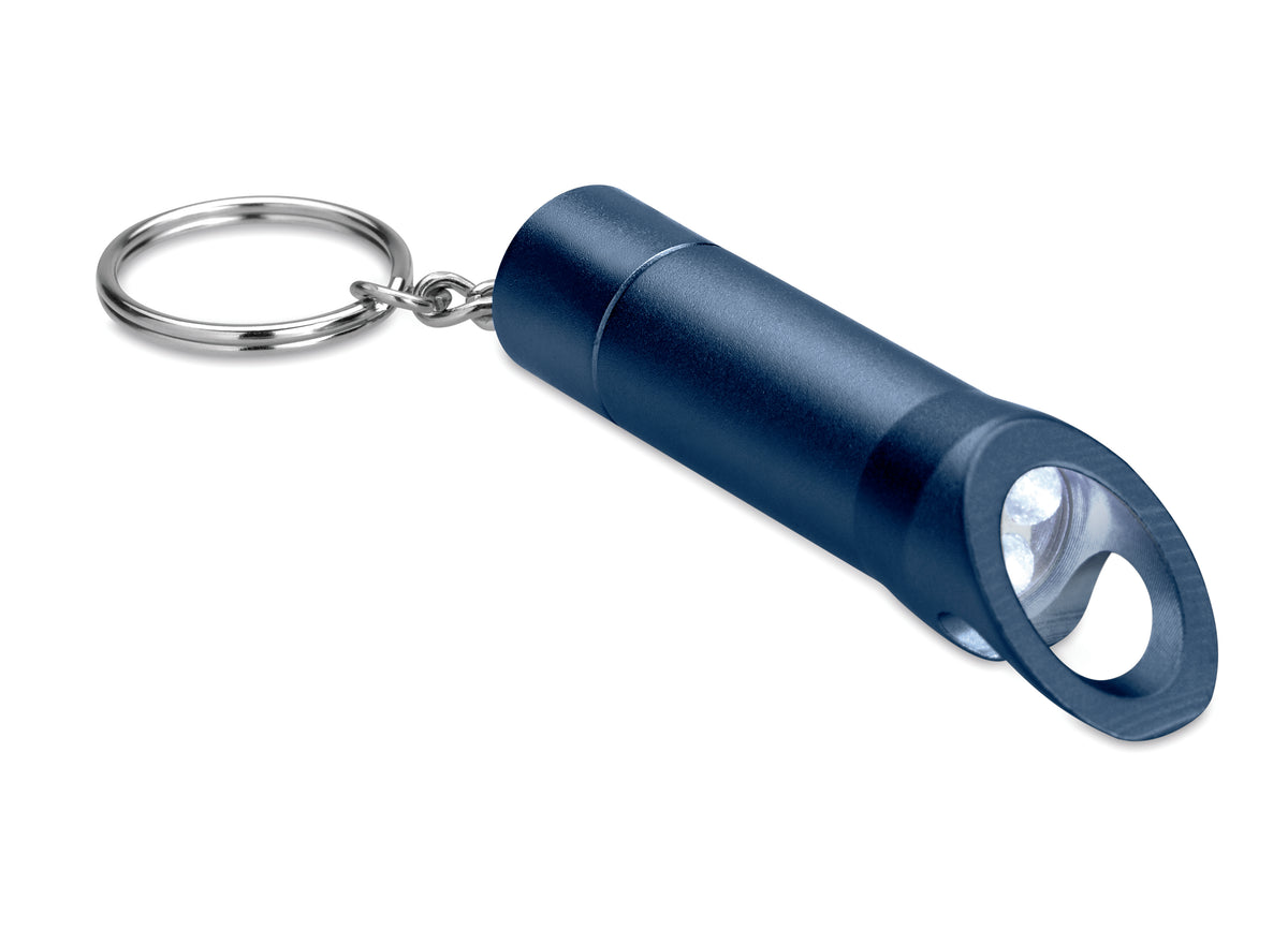 Metalen sleutelhanger met LED Litop in marineblauw