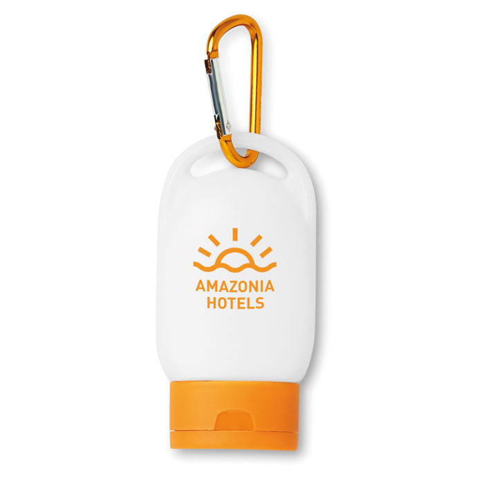 Zonnebrandcrème Suncare met een bedrukking als voorbeeld