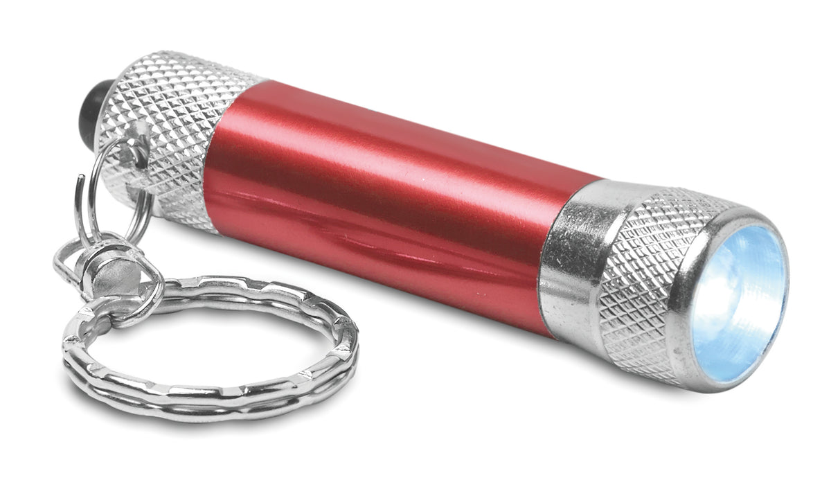 Sleutelhanger met zaklampje Arizo in rood