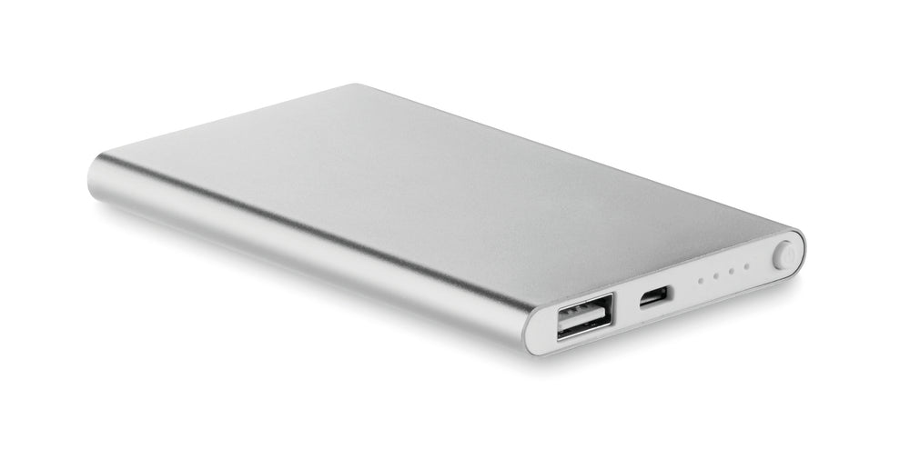 Alu PowerBank 4000 mAh Powerflat in mat zilver