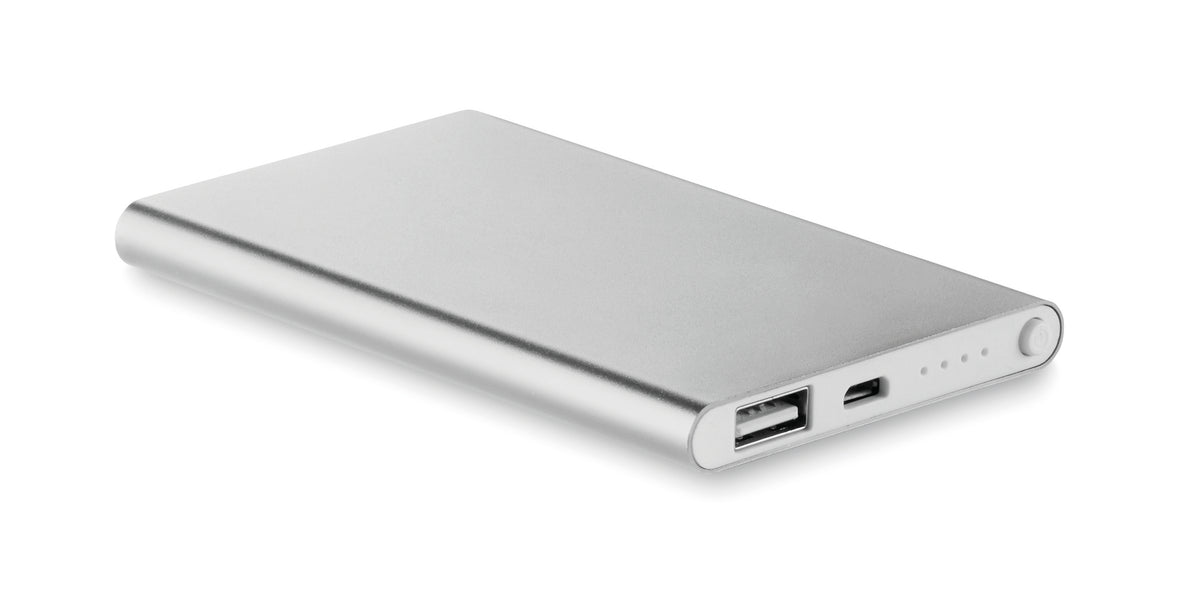Alu PowerBank 4000 mAh Powerflat in mat zilver