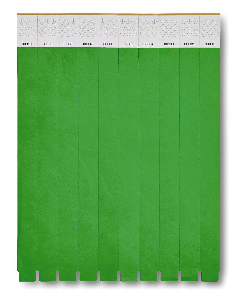 Èèn vel met 10 event armbandjes Tyvek in groen