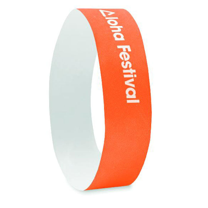 Èèn vel met 10 event armbandjes Tyvek met een bedrukking als voorbeeld