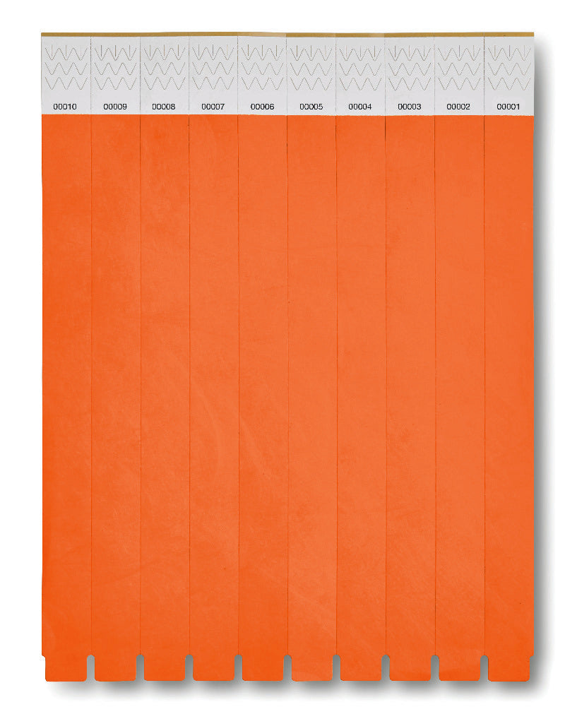 Èèn vel met 10 event armbandjes Tyvek in oranje
