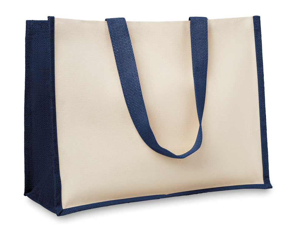 Jute/canvas boodschappentas Campo De Fiori in blauw