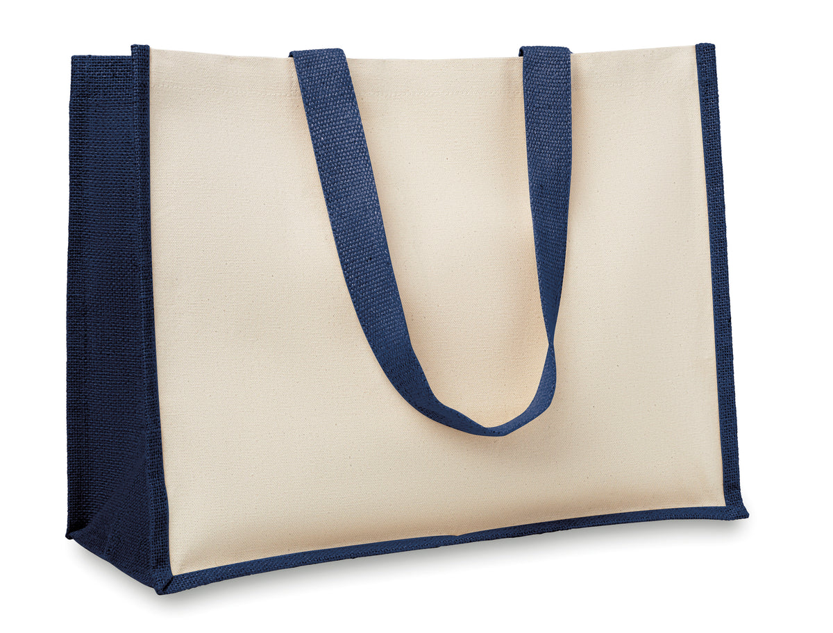 Jute/canvas boodschappentas Campo De Fiori in blauw