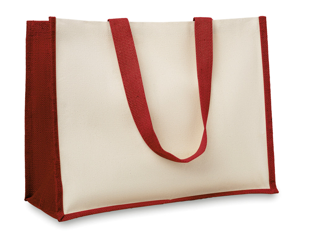 Jute/canvas boodschappentas Campo De Fiori in rood