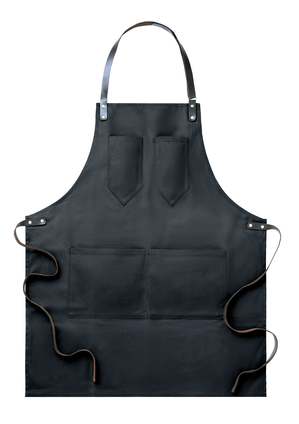 Canvasschort met leren details Chef in zwart