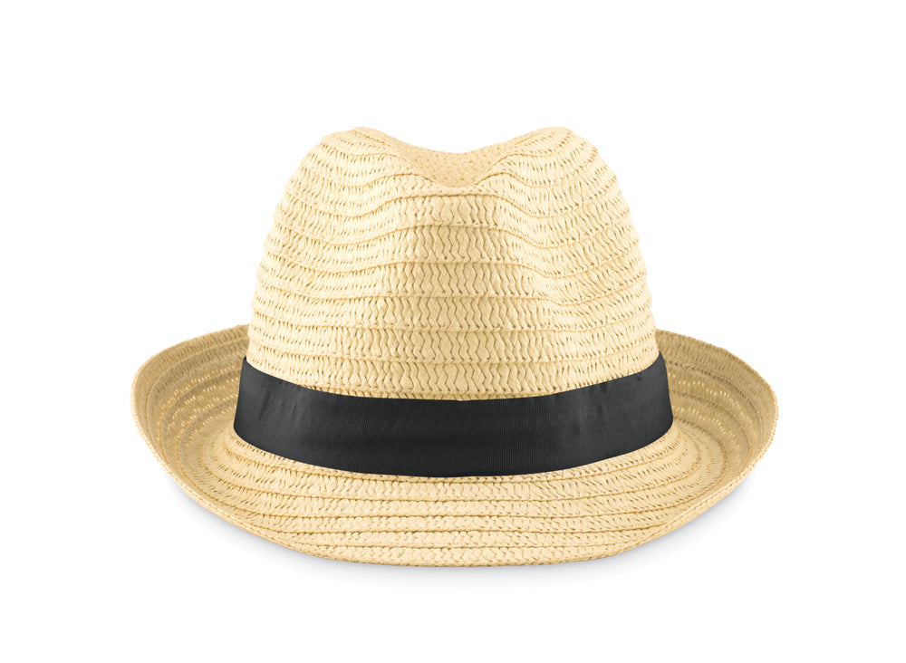 Strohoed naturel Boogie in zwart