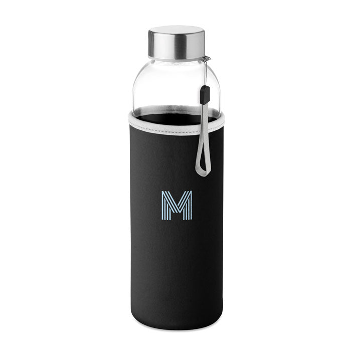 Glazen drinkfles 500 ml Utah Glass met een bedrukking als voorbeeld