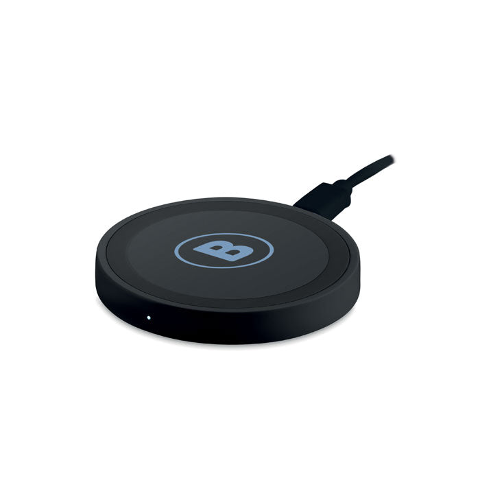 Draadloze oplader Wireless Plato met een bedrukking als voorbeeld