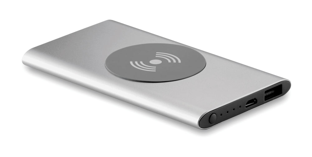 Draadloze powerbank Power&wireless in mat zilver