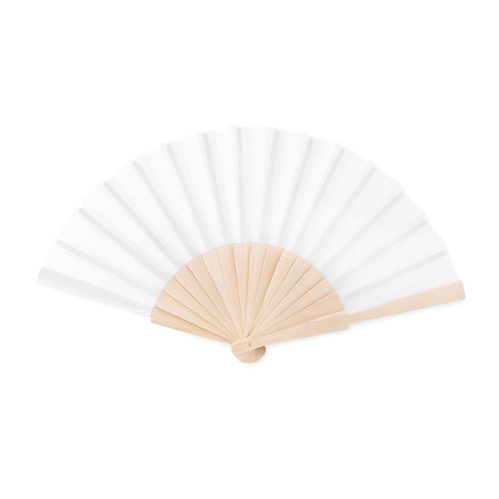 Waaier hout/polyester Fanny Wood in wit