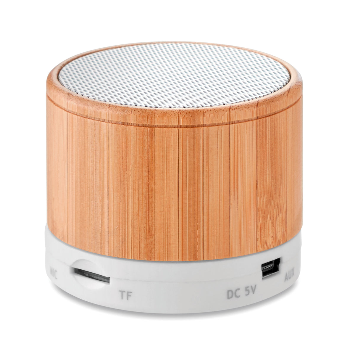 Draadloze luidspreker Round Bamboo in wit